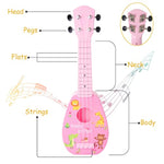 17" Kids Toy Guitar For Girls Boys, Mini Toddler Ukulele Guitar With 4 Strings Keep Tones Can Play For 3, 4, 5, 6, 7 Year Old Kids Musical Instruments Educational Toys For Beginner (Pink)