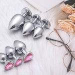 3 Pcs Luxury Jewelry Design Fetish Heart Metal Anal Butt Plug(Pink)