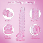 Pink Suction Monster Dragon Dildo Set - 3 Sizes(small6.3'',big7.4'', huge8.6'') for Anal and Vaginal Pleasure - Perfect for Beginners to Advanced Users Lifelike Penis