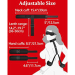 Adjustable Bondage Restraints Kit For Couples - Neck To Wrist Cuffs With Blindfold, Soft Handcuffs For Bedroom Play, Beginner-Friendly Bondage Gear Set For Adults (Black)