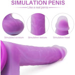 Liquid Silicone Simulated Penis - Realistic Styling, Double Layer Process, External Softness And Internal Hardness, Built In Keel With Adjustable Shape, Strong Suction Cup (Purple)
