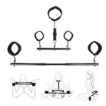 Spreader Bar Sex Toys With Wrist And Ankle Collar Restraint Set Adjustable Handcuffs Collar Restraint Set For Adult Couples Bdsm (Black)