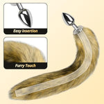 Wild Fox Tail With Stainless Steel Anal Plug Anal Tail Sex Toys Butt Plug Anal Stimulator For Women Cospaly Role Play Brown