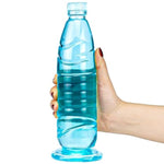 Silicone Sex Toy Anal Plug Realistic Dildo, 9.65 Inch Imitation Mineral Water Bottle Silicone Dildo, Striped Layered Design Experience Double Pleasure (Blue)