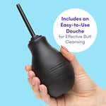 4 Piece Anal Toys Kit - With 3X 4 Inch Butt Plugs & Douche - With Flared Base & Waterproof - Purple