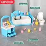 Dollhouse Furniture, Kitchen & Bathroom Toy Set,Fridge Washing Machine Set For Kids,Dollhouse Miniature Accessories,Educational Pretend Play Toys For Toddler,Boys & Girls