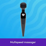 Deluxe Rechargeable Mini Massage Wand With Ergonomic Handle - Rechargeable - Black