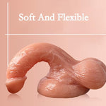 Realistic Lifelike Penis G-Spot Dildos - Soft Realistic Dildo With Big Testicle - G-Spot Dildo With Powerful Suction Cup For Hands-Free Play - Fake Penis Adult Sex Toy For Women And Couple 7.87"