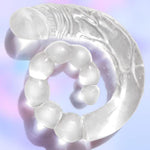 Double Ended Dildo For Lesbian 18.89 Inch Dong Anal Beads With Veins And Glans For Anal Vagina Stimulation Double Side Prostate Massager Sex Toy For Women Men Transparent