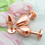 Anal Sex Trainer Set 3Pcs Stainless Steel Butt Plug, Expanding Anal Plug Training Kit Rose Gold Adult Sex Toys For Men And Women Gift (Rose Pink)