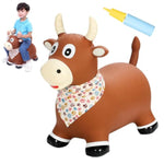 Bouncy Bull Farm Animal Hopping Toys For 1 2 Year Old Boy Gifts, Ride On Toddler Brown Cow Hopper, Kids Inflatable Jumping Horse, Outdoor Indoor Rubber Bouncer For 3 4 Yr Girl Birthday