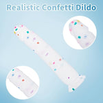 9 Inch Confetti Silicone Realistic Anal Dildo with Flared Suction Cup Base for Hands-Free Play and G-Spot Stimulation