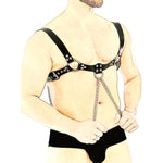 Men'S Leather Breastplate Harness Extreme Sex Sexy Slave Costume Erotic Lingerie Men'S Body Chain Chest Harness Metal Rings Sexy Clubwear Rave Buckle Straps