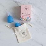 Reusable Menstrual Cup, Medical Grade Silicone Period Cup for Women & Beginners, Eco-Friendly Feminine Hygiene, Leak-Free Comfort for Up to 12 Hours (Small & Large) (Blue, Large)