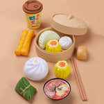 2 Sets Kids Pretend Play Toy Kitchen Cooking Toy Steamed Toy Food Chinese Breakfast Food Play Set Dollhouse Furniture (26Pcs)