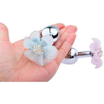 Metal Anal Plug Male & Female Vestibular Toys With Pink Flower Base Anal Plug Sm Adult Masturbation Tool Anal Toy Butt Plug Unisex L