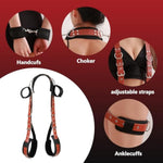 Bdsm Sex Bondage Kit - Thigh And Wrist Restraint Cuffs, Neck To Leg Sex Toy With Handcuffs, Doggy-Style Swing, And Leg Straps For Couples' Sm Games