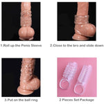 Penis Rings Cock Sleeve For Men,Silicone Cock Rings 2Pcs Stretchy Textured Studded Stretchy,Erection Enhancing Enhance Men Enlarger For Go-Long Stamina (Transparent)