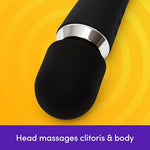 Double Ended Silicone G Spot Wand Vibrator for Women, Black
