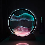 3-Color Moving Sand Art Lamp with Light, White Wood Base & Glass Frame