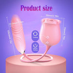 Dual-Head Rose Massager Vibrator Dildo, Portable G-Spot Rose Sex Toy with 10 Sucking Modes Nipple Stimulation for Women Adult Couples