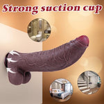 8.7" Big Dual Density Silicone Dildo Uncut Suction Black Dildo Shower