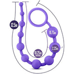Luxe Silicone 10 Anal Beads - Silky Smooth Ultrasilk - Puria Platinum Silicone - 12.5" Long Beginner Anal Plug With Sturdy Handle - Anal Training Sex Toy For Men Women Couples - Purple