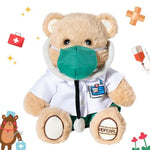 Professional Dr. Bear Stuffed Animal Toy With Detachable Doctor Suit Uniform, White Coat, Stethoscope And Mask, Medical Plush Toy Bear Gifts For Kids Boys Girls, 10''
