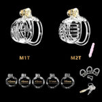 Small And Compact Chastity Devices Male With 5 Cock Rings And Dilator Adult Sex Toys A Lightweight And Attractive Chasity Cage Made Of Abs (M2,Transparent)