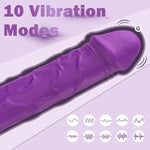 Adult Sex Toys Vibrator Realistic Dildos, G Spot Dildo With 10 Powerful Vibration Modes, Nipple Clitoris G Spot Stimulator Vibrating Dildos, Female Sex Toy For Women(Purple)