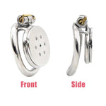 Sissy Chastity Stainless Steel Chastity Cage Flat Penis Cage With Silicone Urethral Sounds Catheter, Adult Sex Toy For Men Chastity Belt With Cock Ring (40Mm-Ring)