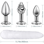 3Pcs Butt Plug Tail Stainless Steel Anal Plug Set Prostate Massager Anal Butt Plug Training Toys Anal Plug Adult Sex Toys For Women Men Couple