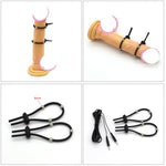 2Pcs Adjustable Stretch Penis Ring Electric Shock Cock Ring With Beads Set Male Exercise Bondage Fun Sex Toys