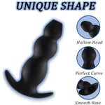 Hollow Anal Plug Silicone Huge Butt Plug Anal Sex Toys With Narrow Flared Base And 3 Beads Vagina Expander Anus Dilator Tunnel Plugs Anal Training Adult Sex Toy For Men Women Couples(Black