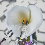 Adjustable Metal Nipple Clamps Non-Piercing Adjustable Metal Nipple Clamps On Nipple Rings Decorative Clip For Clothing Accessories On Nipple Rings Decorative A11 (Purple Bell)