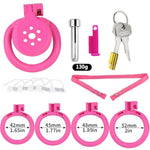 Flat Chastity Cage,Male Chastity Device Cock Cage Small Chastity Cage, Inverted Chastity Cage With 4 Different Sizes Penis Ring Couples Bondage Sm Sex Toys (Pink)