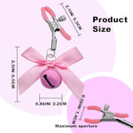 Nipple Clamps,Nipple Clamps For Pulling,Adjustable Nipple Clamp For Women And Men, Metal Nipple Clips Non Piercing,Nipple Clamps With Chain For Nipple Decoration,Nipple Clip With Bell (Pink Bow)