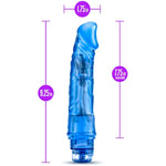 B Yours Vibe #6 - Soft Multispeed Vibrating Dildo - 9.25 Inch Long - 1.75" Wide - Flexishaft Flexible Body Conforms To Your Body - Waterproof Vibrator - Sex Toy For Women - Clear Blue