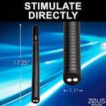 Zeus E-Stim Wand For Men, Women & Couples. 360 Degrees Of Conductivity For E-Stim At Any Angle, 2 Intensity Levels, Pinpoint E-Stim. 1 Piece, Black.
