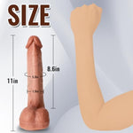 11'' Realistic Dildo Sex Toy, Thick Huge G Spot Dildo Fake Penis& Strong Suction Cup Ultra Soft Silicone With Curved Shaft And Balls For Women Men