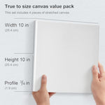 4 Pack Watercolor Canvas Set, 10 x 10 Inch 100% Cotton Stretched Painting Canvas
