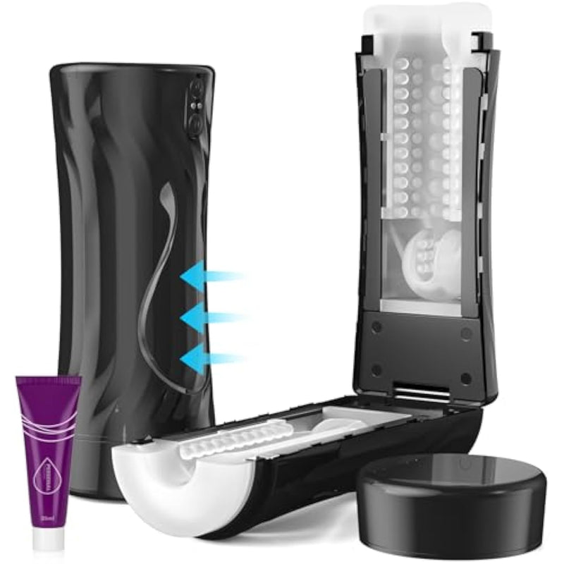 Vibrating Male Masturbator Squeezable Pocket Pussy, Male Sex Toys Penis Pump 9 Vibration Mens Sex Toys With 3D Realistic Textured, Masturbation Cup With 6.3" Depth Blowjob Toy For Men