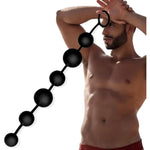 100% Silicone Anal Beads - Anal Trainer Anal Chain, Gradually Increasing Size, Pull Ring Design, 15.7 Inch Length, Anal Plug, Easy To Clean, Bpa And Phthalate Free (Black - 6 Beads)