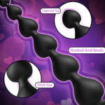 Anal Beads, Cute Silicone Flexible Anal Chain Butt Plug With 6 Gradual Balls And Pull Loop Prostate Massager G-Spot Stimulator Anal Training Sex Toy For Beginner 7.28 Inch, Black