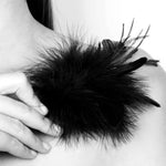 Pom Pom Feather Tickler – Soft Marabou Feather Sensual Teaser – Body Tickle Toy For Couples – Luxury Erotic Massage & Foreplay Accessory – Black
