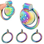 Metal Male Penis Chastity Device Belt With Small Cage Padlock Set?Colorful?