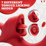 Clit Licking Vibrator For Women G Spot Licking Stimulator - 2 In 1 Rose Sex Toy Tongue Licking Sex Toys With 7 Vibrating Stimulation, Rabbit Vibrating Adult Sex Toy Clit Stimulator Adult Toys