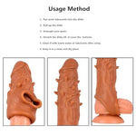 Reusable Penis Enlargement Sleeve Realistic Silicone Cock Sleeve Penis Enlarger with Testicle Penis Ring Sex Toys Delay Ejaculation Enhance Erection Prolong Cock Extender for Adults Men Male Couples