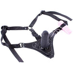 Vibrating Strap-On Dildo Wearable Panties Sm Harness With Realistic Silicone Dildo Couple Women Lesbian Sex Fun (Penis:Length:5.11 Inch;Diameter:1.41 Inch., Black)
