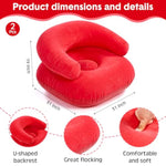 2 Pcs Inflatable Lounge Chair Deck Chair Lazy Sofa, Blow Up, Folding, Portable Couch For Home, Office Balcony, Floor Seating (Red)